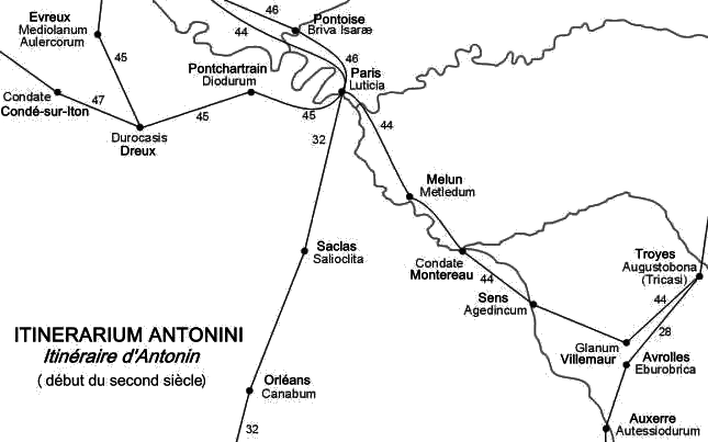Reconstitution cartographique de l'Itinéraire d'Antonin (second siècle de notre ère)