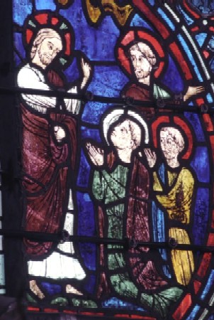 Le Christ envoyant en mission saint Savinien et saint Potentien (vitrail de Chartres)