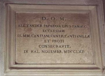 Inscription de 1762 dans l'église Saint-cantien de Padoue