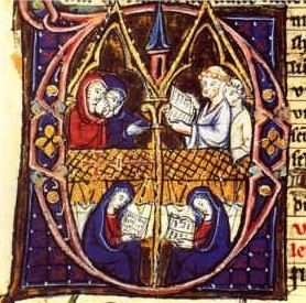 Béguines assistant à une messe pour les morts (manuscrit de Leyde KB 70 G17, folio 187v