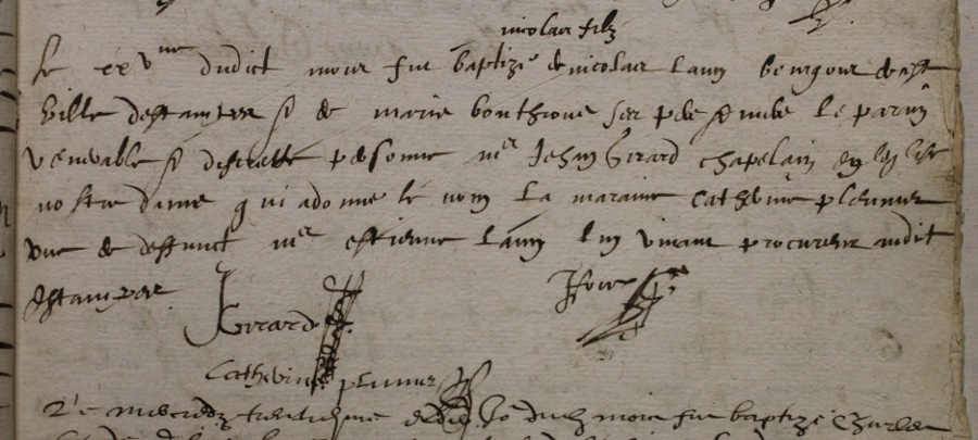 Acte de naissance de Nicolas Lamy (1625)