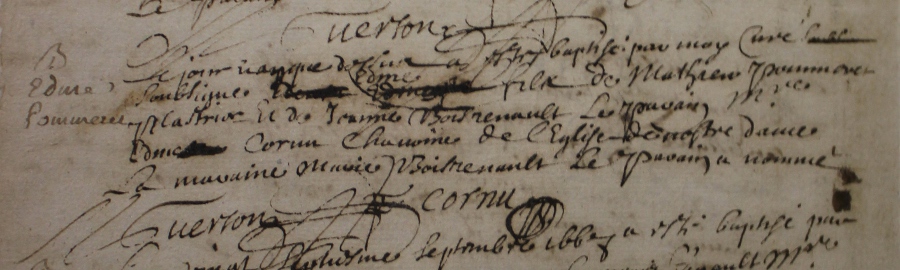 Acte de naissance d'Edme Pommeret (1668)
