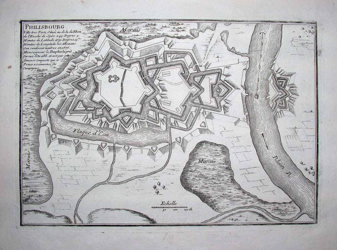 Plan de la place-forte de Philisbourg dessin&eacute; par Nicolas de Fer en 1691
