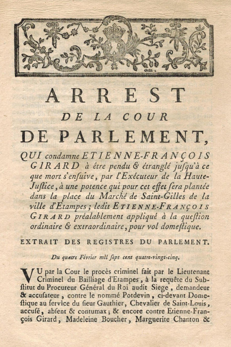 Arrêt du 4 février 1785