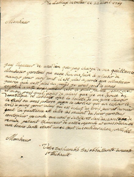 Courrier de 1769