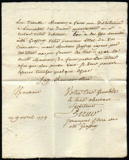 Courrier de 1779