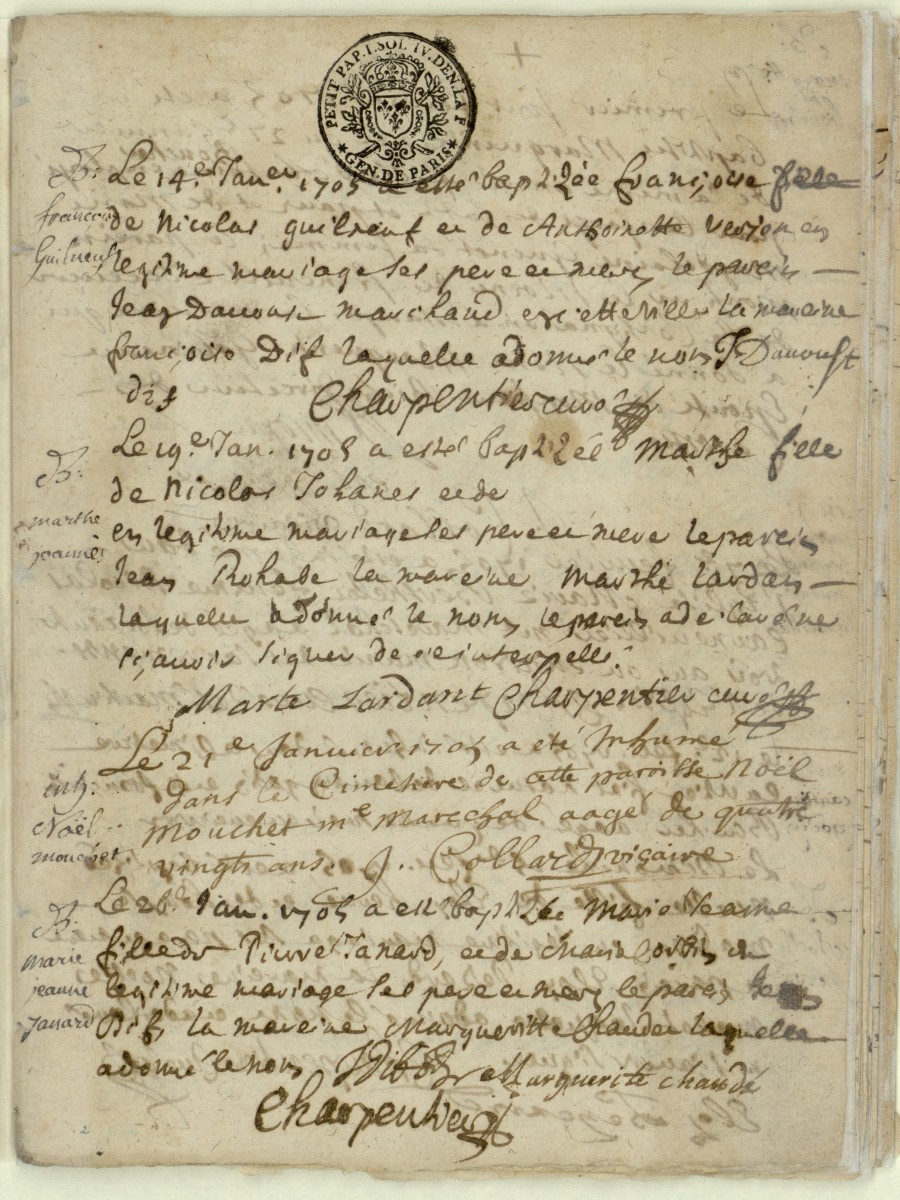 Page 3 du Registre paroissial de Saint-Martin d'Etampes pour l'année 1905