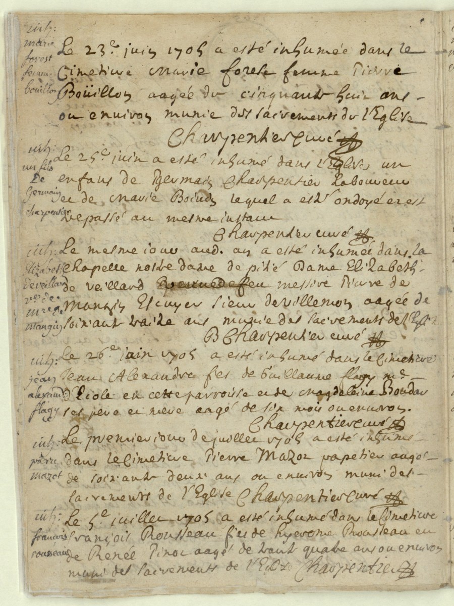 Page 14 du Registre paroissial de Saint-Martin d'Etampes pour l'année 1905