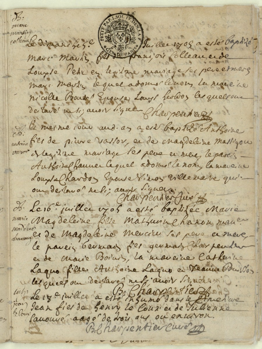 Page 15 du Registre paroissial de Saint-Martin d'Etampes pour l'année 1905