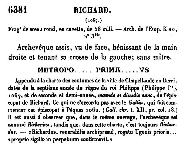 Sceau de Richard archevêque de Sens (1067)