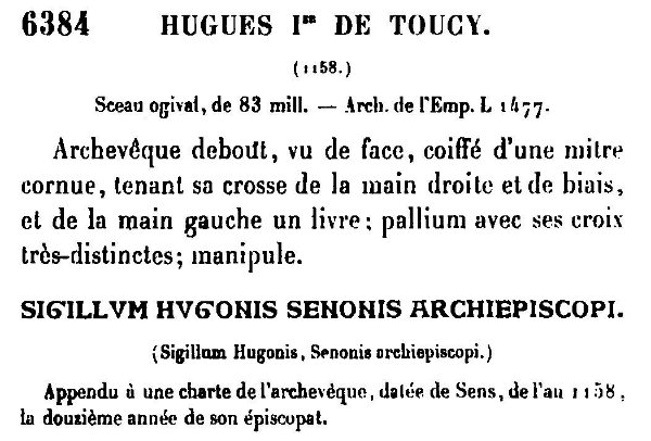 Sceau de Hugues de Toucy archevêque de Sens (1158)