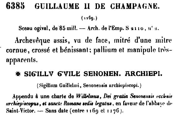 Sceau de Guillaume II de Champagne archevêque de Sens (1169)