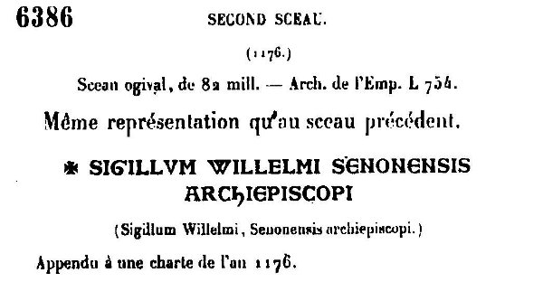 Sceau de Guillaume II de Champagne archevêque de Sens (1176)