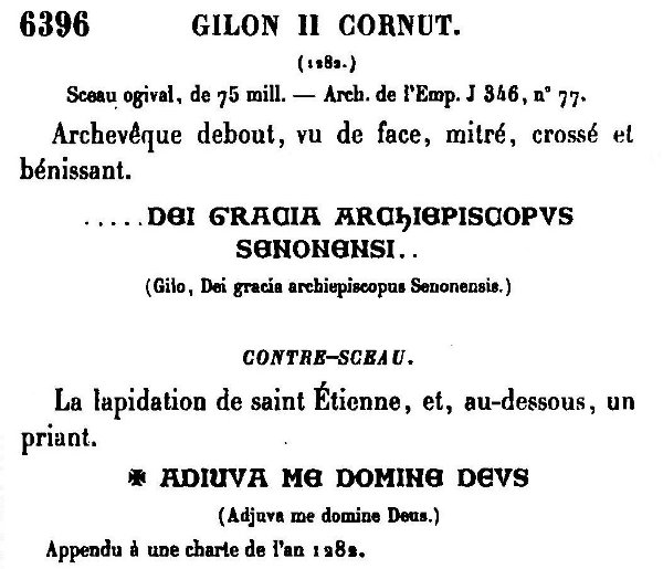 Sceau et contre-sceau de Gilon II Cornut archevêque de Sens (1282)