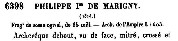 Sceau et contre-sceau de Philippe de Marigny archevêque de Sens (1314)