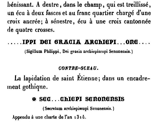 Sceau et contre-sceau de Philippe de Marigny archevêque de Sens (1314)