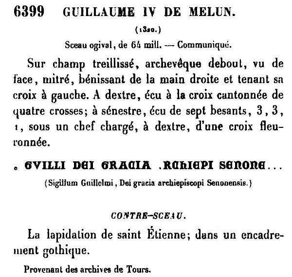 Sceau et contre-sceau de Guillaume IV de Melun archevêque de Sens (1320)