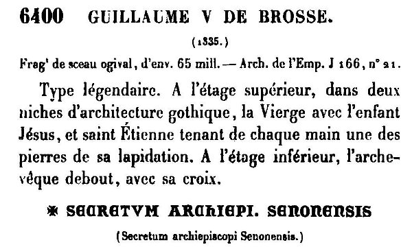 Sceau et contre-sceau de Guillaume V de Brosse archevêque de Sens (1335)