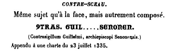 Sceau et contre-sceau de Guillaume V de Brosse archevêque de Sens (1335)