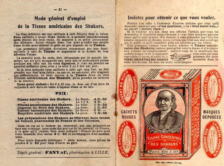 Tisane des Shakers (brochure publicitaire, vers 1910)