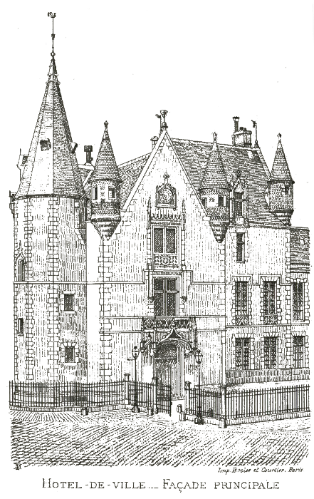 Dessin de l'Hôtel de Ville par Léon Marquis en 1881