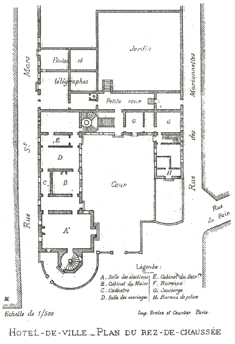 Plan de l'Hôtel de Ville par Léon Marquis en 1881