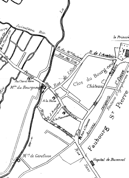 Plan du quartier aux 17e et 18e siècle par Marquis (1881)