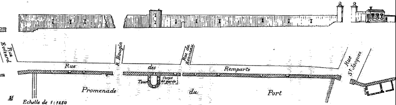 Partie des remparts supprimée (dessin de Léon Marquis d'après un tableau du Musée d'Etampes)