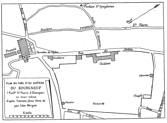 Plan du parc et du château du Bourgneuf par Léon Marquis (1901)