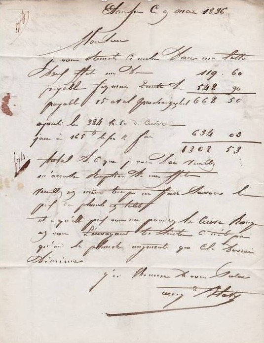 Courrier de 1836