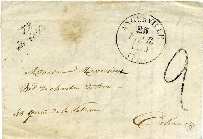 Courrier de 1850 de Méréville