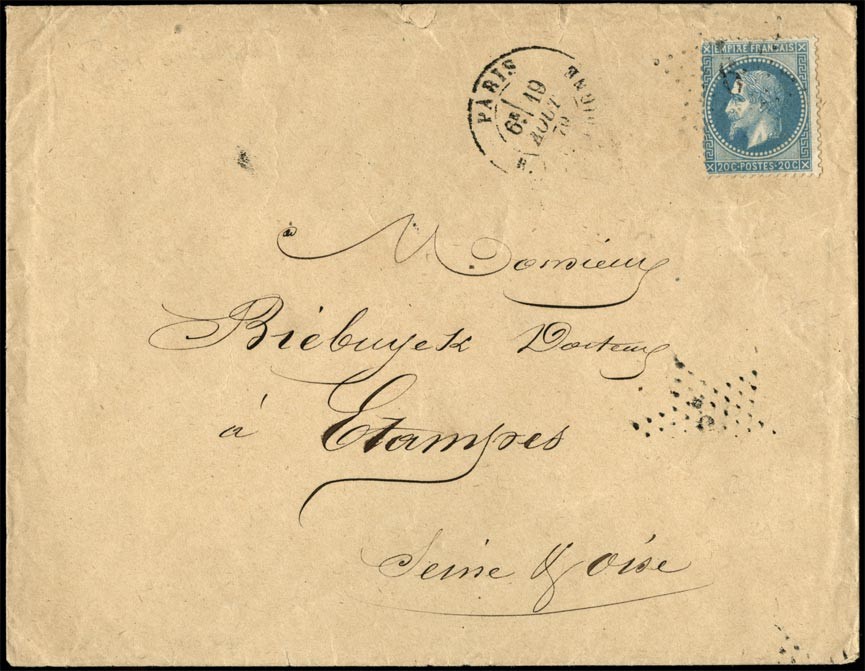 Cachet GC 1423 Rare lettre d'Essonne avec un n° 14B Essonne 1863 