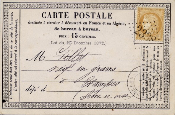 Carte postale de 1874