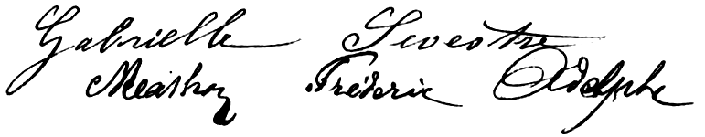 Signature de Gabrielle Sevestre et de son mari en 1884