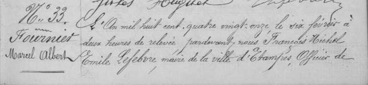 Acte de naissance de Marcel Jolivet