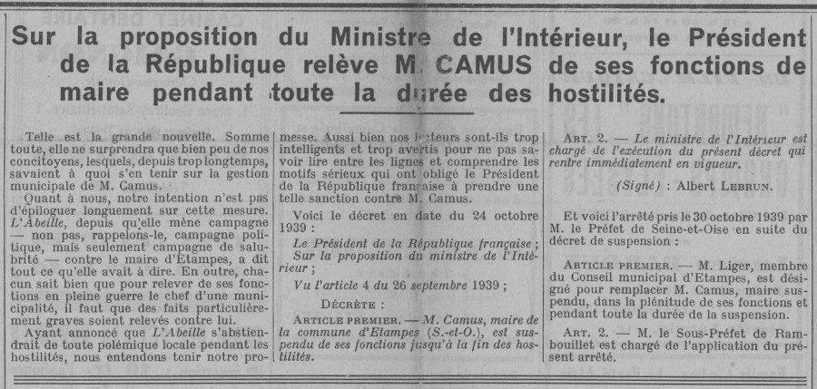 Suspension du maire Lucien Camus