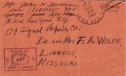 Courrier d'Etampes aux Etats-Unis, 1944