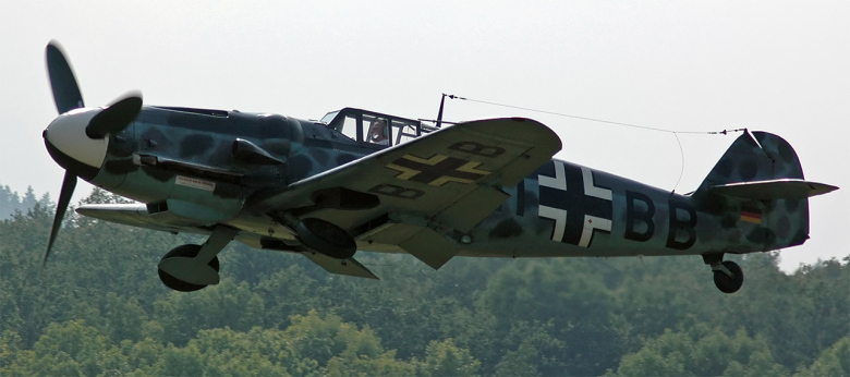 Messerschmitt Bf 109 du type de ceux qui attaquèrent la formation du lieutenant Cory.