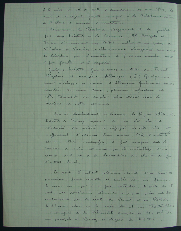 Compte-rendu de l'histoire de Boissy-le-Sec de 1939 à 1944