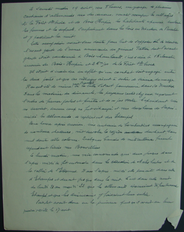 Relation de la Libération de Puiselet-le-Marais, par Armand Caillet