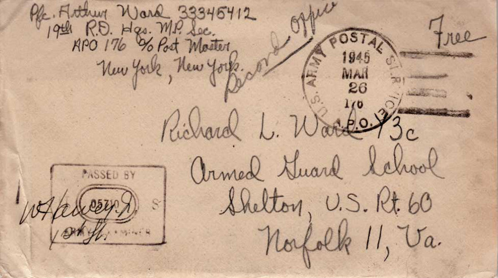 Courrier d'Etampes aux Etats-Unis, 1945