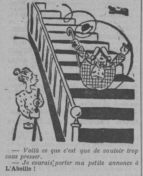Réclame humoristique pour l'Abeille d'Etampes
