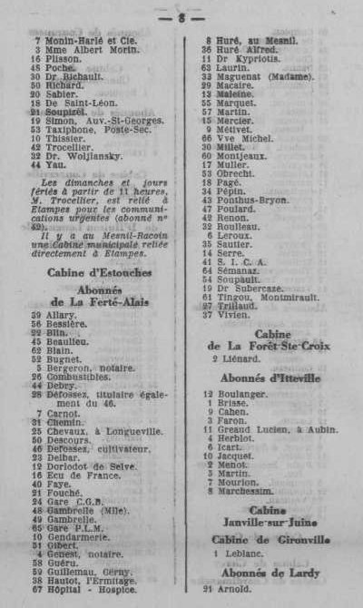 Annuaire des quatre cantons (Abeille d'Etampes, 1930)