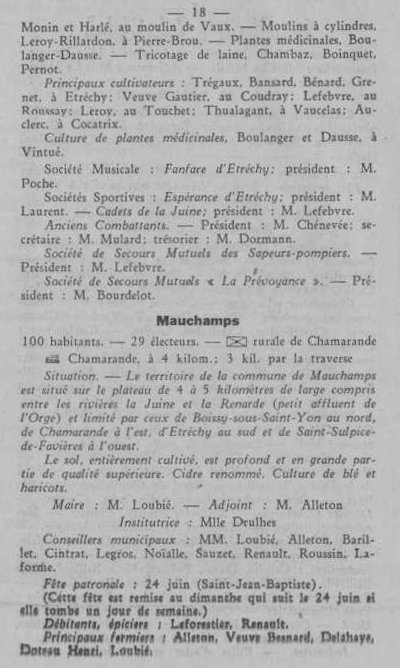 Annuaire des quatre cantons (Abeille d'Etampes, 1930)