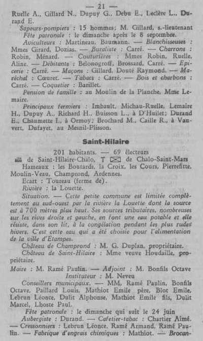 Annuaire des quatre cantons (Abeille d'Etampes, 1930)