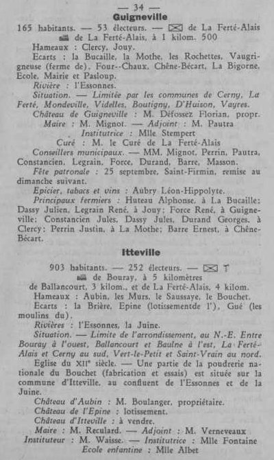 Annuaire des quatre cantons (Abeille d'Etampes, 1930)