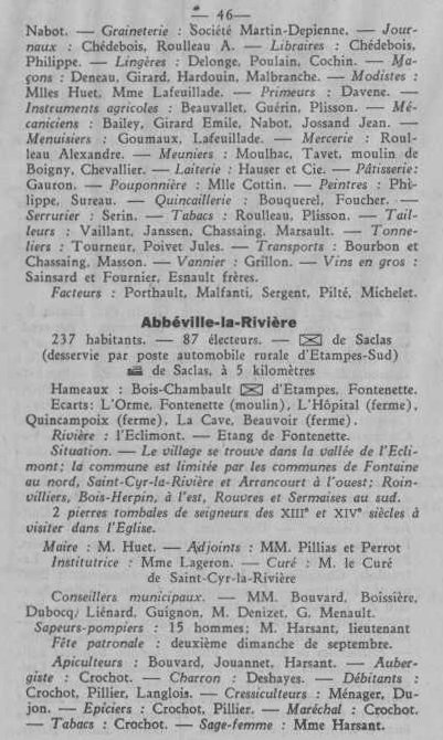 Annuaire des quatre cantons (Abeille d'Etampes, 1930)