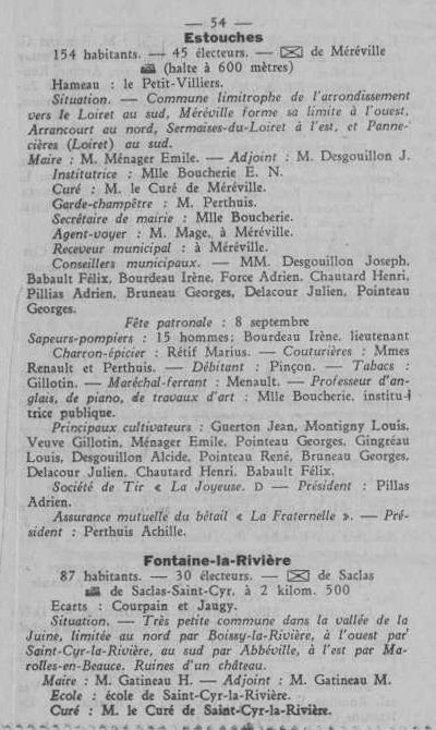 Annuaire des quatre cantons (Abeille d'Etampes, 1930)