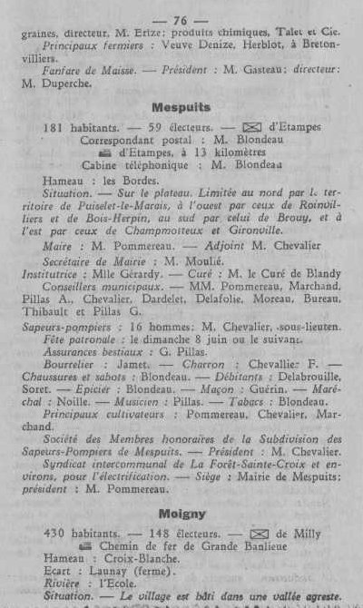 Annuaire des quatre cantons (Abeille d'Etampes, 1930)