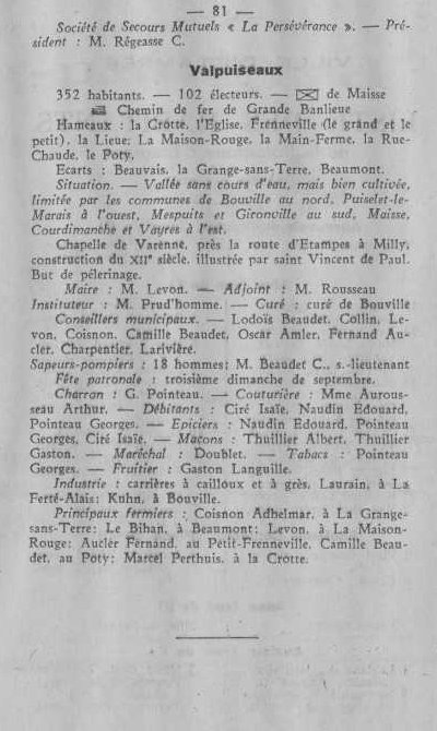 Annuaire des quatre cantons (Abeille d'Etampes, 1930)